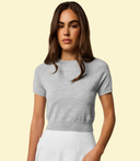 Leith short-sleeved sweater - Pale grey