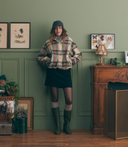 Veste Cherubini en lainage - Beige à carreaux